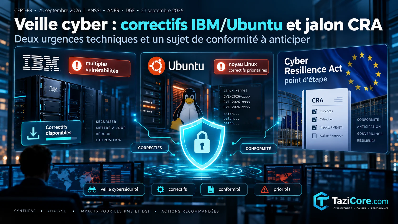 Veille cyber : correctifs IBM/Ubuntu et jalon CRA