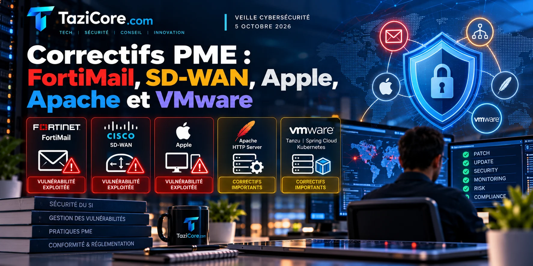 Correctifs PME : FortiMail, SD-WAN, Apple, Apache et VMware